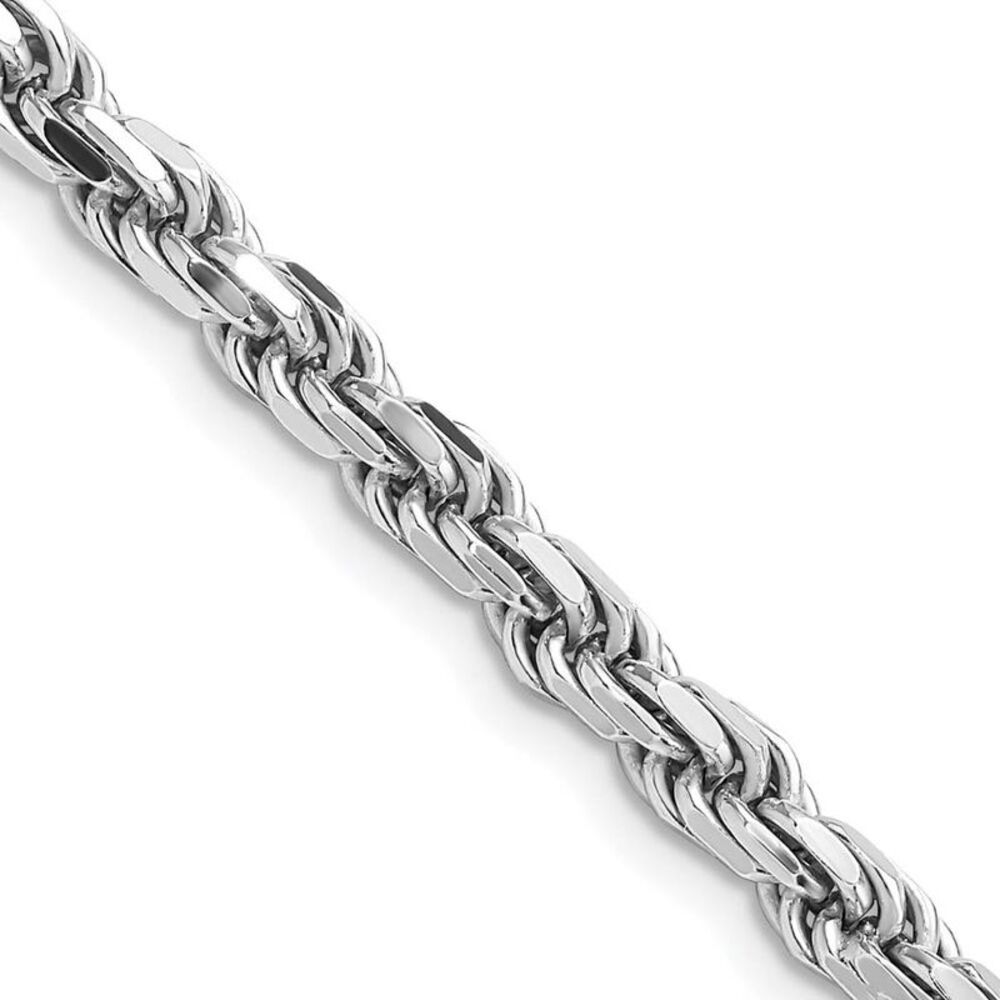 4.75mm Rhodium Plated Sterling Silver D/C Rope Chain Necklace, 22 Inch